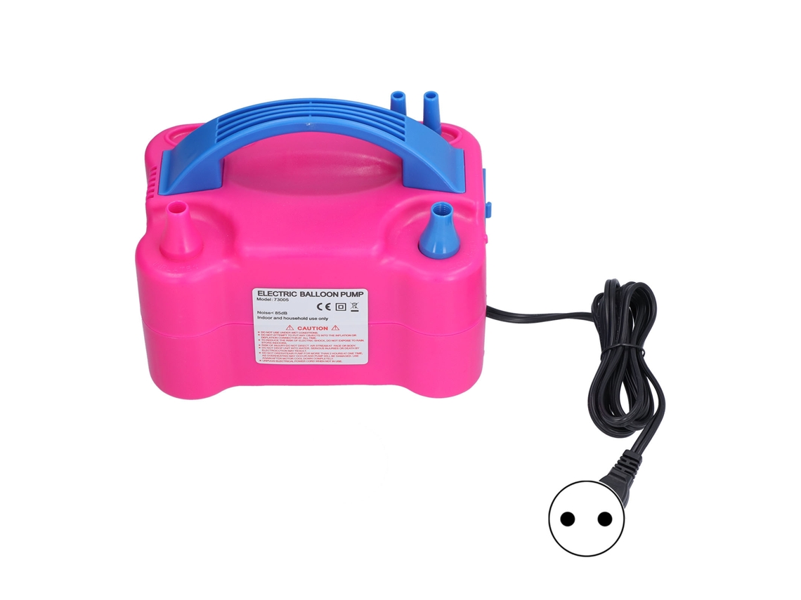 Bomba de globo eléctrica portátil con doble boquilla para decoración de fiestas y eventos deportivos.