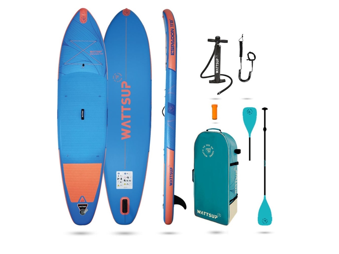 Tabla de SUP hinchable Wattsup Espadon 11'8 - 355x86x15cm Dropstitch - Incluye remo, correa, bomba y bolsa de transporte