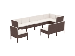 Maison Exclusive - Set Muebles De Jardín 9 Piezas Y Cojines Ratán Sintético Marrón