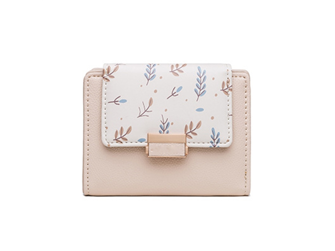 Cartera De Mujer De Piel Sintética Con Cremallera, Monedero De Gran Capacidad, Estampado Rosa.