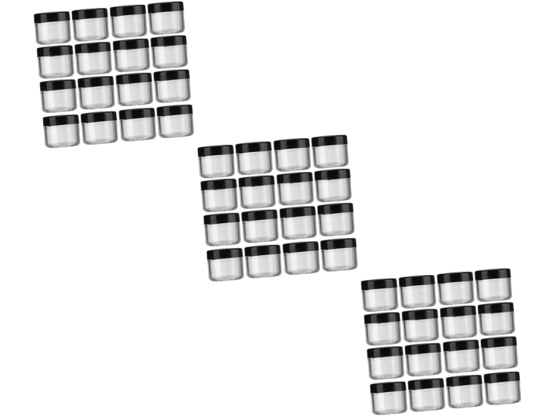 Juego de 3 tarros de plástico para guardar cremas y lociones, prácticos envases para cosméticos.