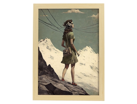 NACNIC Poster Auriculares En Estilo Surrealismo Cinematográfico Ilustraciones Y Grabados De Historieta Abstracta Y Artística A4 Marcos Madera
