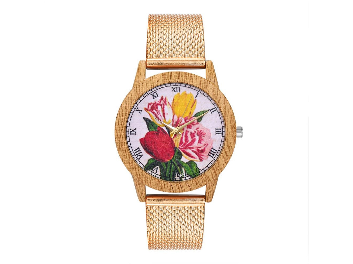 Elegante Reloj De Pulsera Unisex De Cuarzo Color Oro Rosa De Alta Calidad.