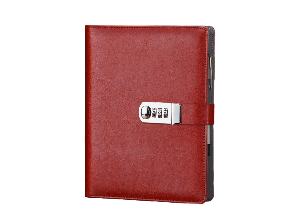 CUICH Revista con candado para adultos Diario grande recargable Cuadernos con 6 anillas Rojo