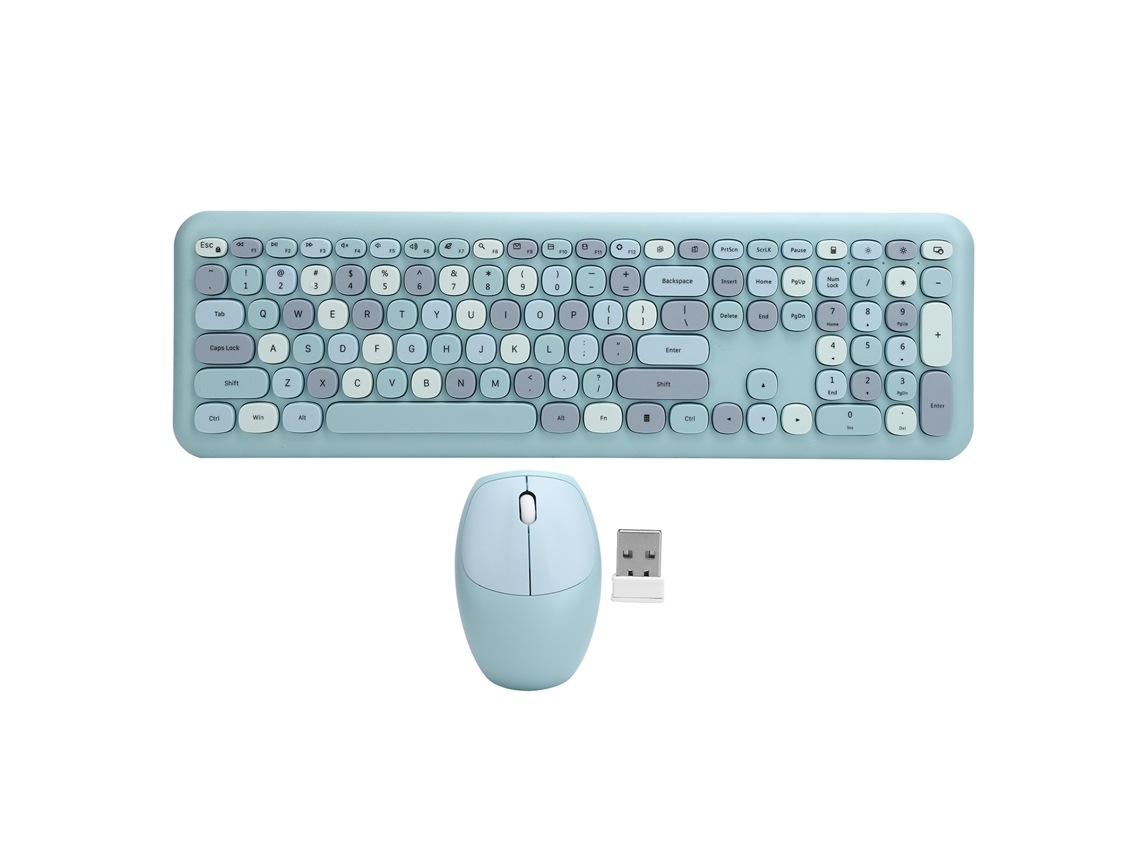 Conjunto Teclado E Mouse Sem Fio 2.4g 110 Teclas Acessório De Computador Botões Multimídia Plug And Play Azul