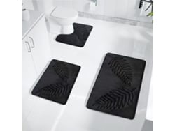 Un Juego De 3 Alfombrillas De Baño (negras)