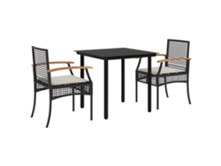 Maison Exclusive - Set Comedor De Jardín 3 Pzas Con Cojines Ratán Sintético Negro