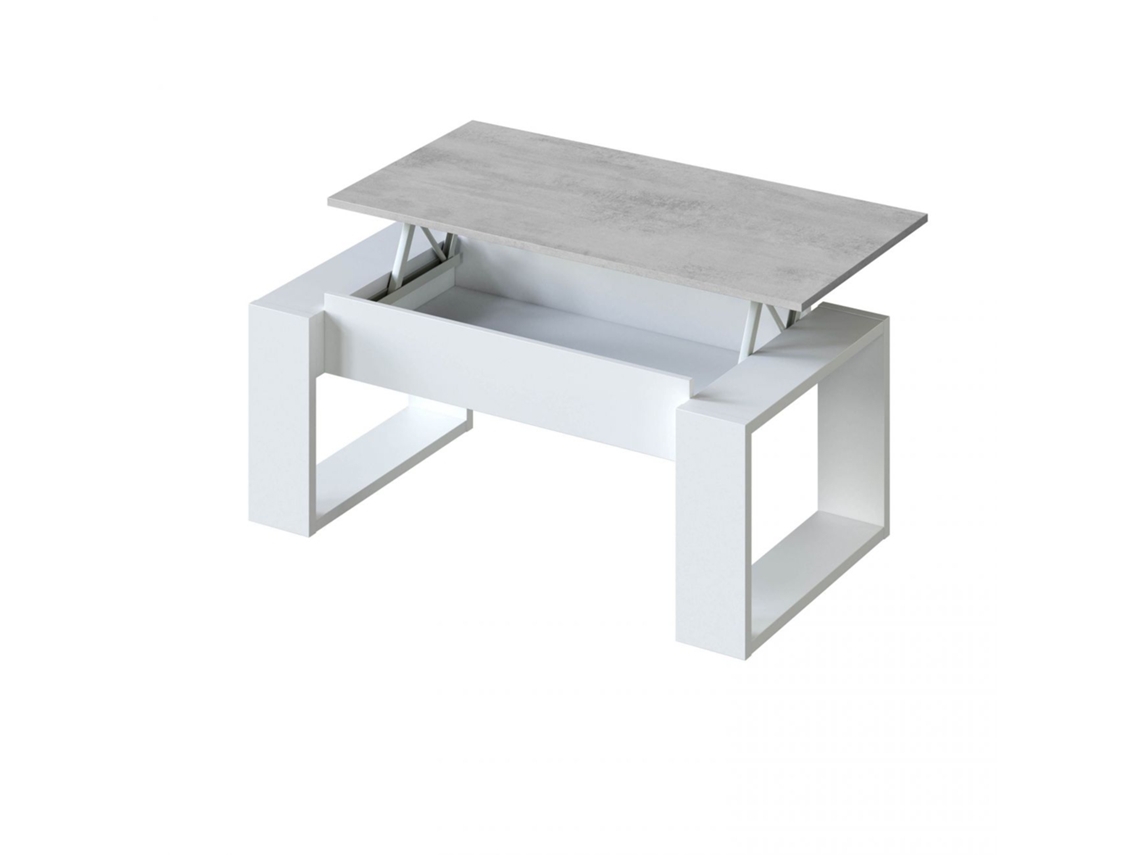 Mesa de centro elevable Nova Blanco Artik (Blanco Mate) - Gris Cemento 105 x 45–54 x 55 cm