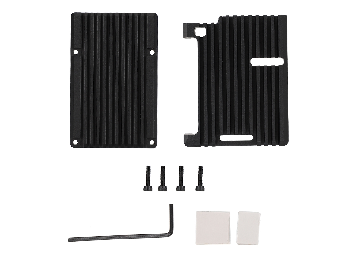 Estuche protector de aluminio CNC para Raspberry Pi 4b (sin ventilador, negro)