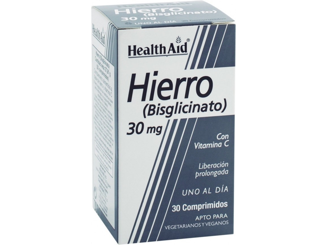 Complemento Alimentar HEALTH AID Hierro Biglicinato 30 Mg (Mirtilo - 30 Comprimidos)