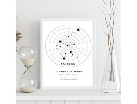 Póster NACNIC con La Constelación Aquarius. Poster con Símbolo do Zodiaco en y Fondo do Cielo Estrellado