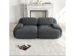 Sofá Loveseat Modular Em Cotelê Sem Estrutura Com Base Antiderrapante Cinza