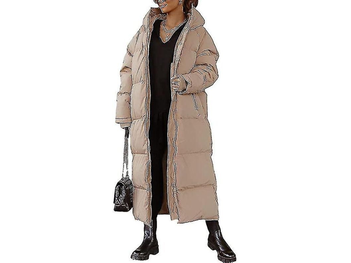 Fasst-abrigo Largo Acolchado Para Mujer Con Capucha, Chaqueta De Plumas Manga Larga Impermeable Y Calient