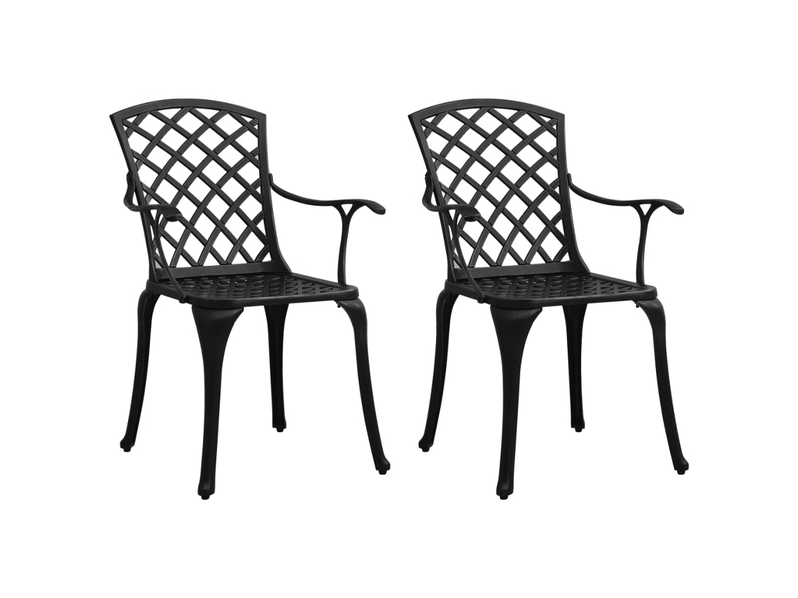 Sillas de jardín de aluminio fundido negro de 2 piezas DKD Home Decor