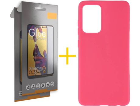 Kit Funda + 2 Protectores de Pantalla Samsung Galaxy A52 4G SKYHE Full (Rosa)