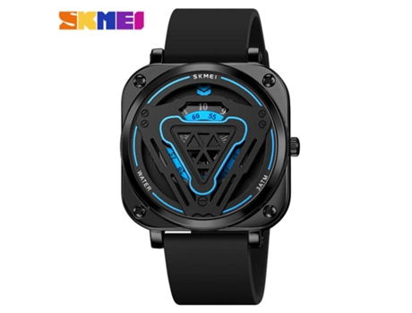 Relojes cuadrados de cuarzo para hombre, correa de silicona resistente al agua, relojes de pulsera para hombre, negro y azul LUUCOZK
