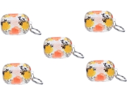 Juego De 5 Fundas Florales Para Auriculares Con Llavero, Estuche Cómodo Incluido.