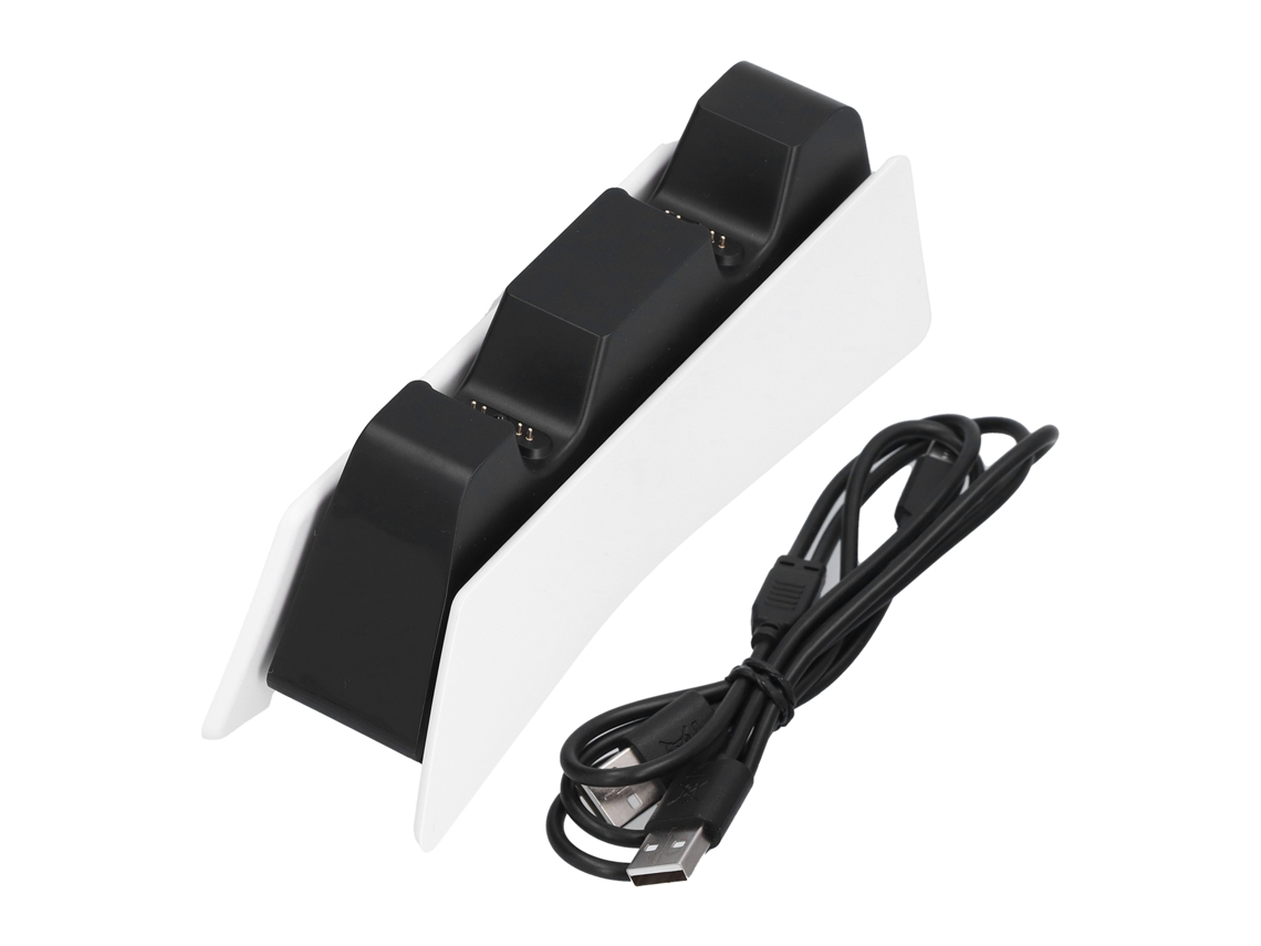 Cargador doble con indicador LED para mando de PS5 - Blanco