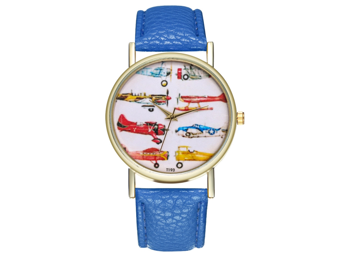 Reloj De Mujer Zhoulianfa Cuero Quartz Avión Azul T193-a
