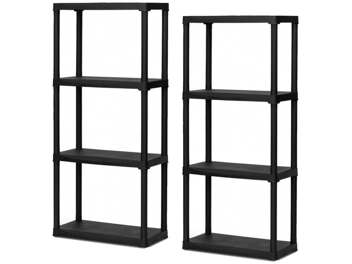 ARTPLAST Set 2 Estanterías modulares de 4 baldas de plástico 133x60x30cm en color Negro