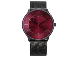 Reloj De Pulsera Para Hombre De Aleación Con Esfera Redonda Analógica Cuarzo Moda Negro Rojo