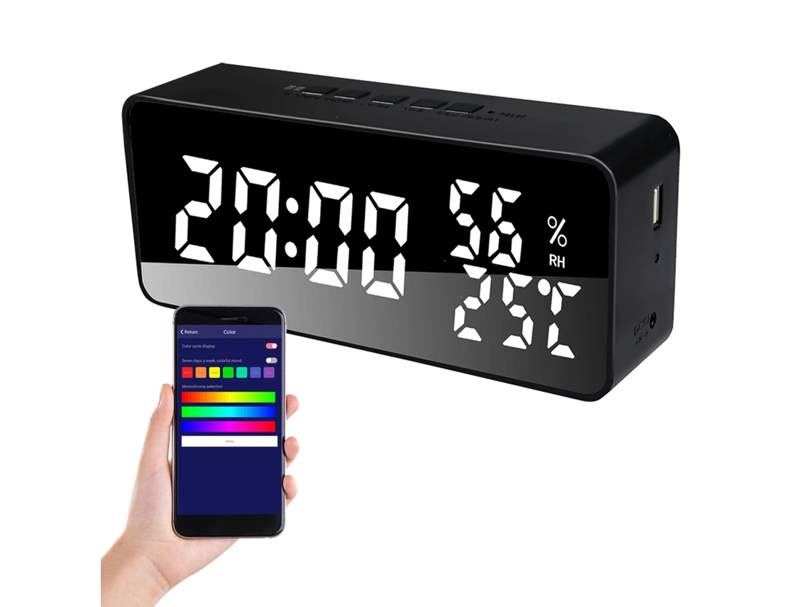 Reloj despertador con alarma y pantalla LED de espejo
