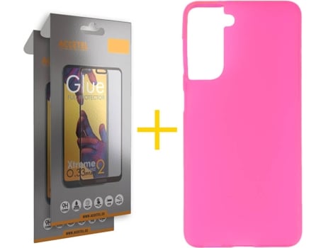 Carcasa + 2 Protectores de Pantalla para Samsung Galaxy S22 Plus 5G ACCETEL Rosa