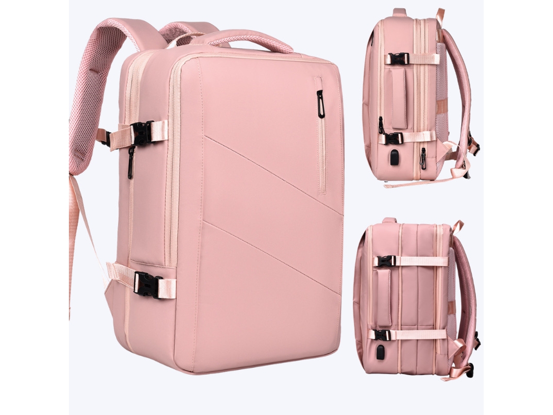 Mochila de viaje, mochila de cabina expandible, mochila unisex para portátil Cuich (rosa)