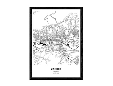 Poster NACNIC Mapa de Zagreb Croacia (A3)