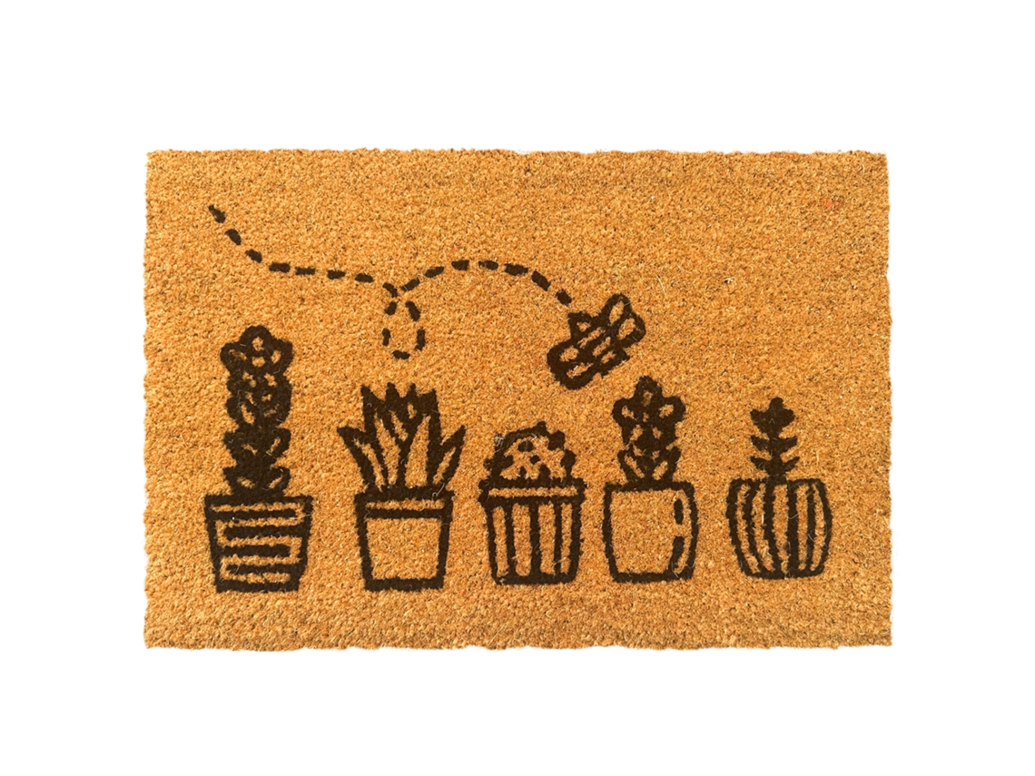 Relaxdays Felpudo De Coco, Motivos Vegetales, 60x40 Cm, Antideslizante, Resistente A La Intemperie, Interior/exterior
