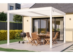 Pérgola Bioclimática Independiente De 3 X 3 M, Modelo Piana, De Aluminio Blanco, Con 1 Persiana De Protección Visual