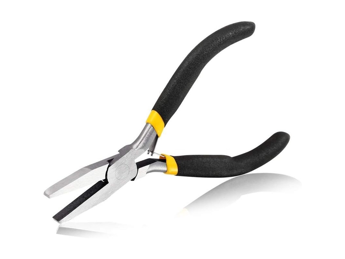 Pinzas planas de precisión para la fabricación de joyas, 12,2 cm, acero de alto carbono, mango antideslizante.