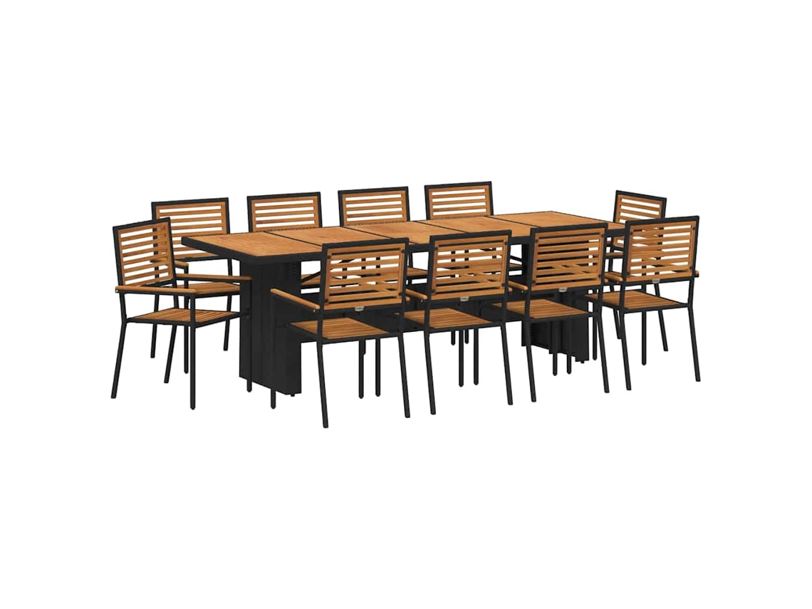 Maison Exclusive - Conjunto De Comedor De Jardín 11 Pcs Negro Y Marrón
