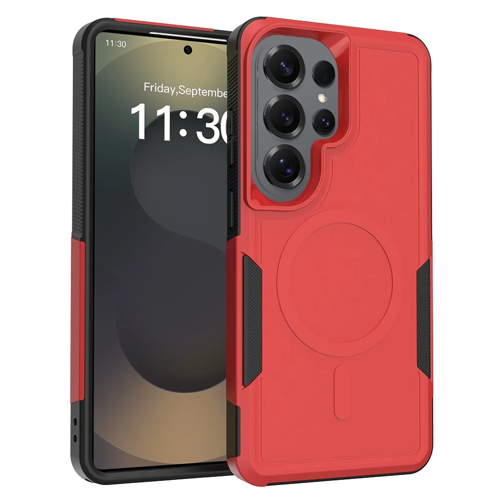 (rojo, Galaxy S24) Funda Protectora Magsafe Resistente, A Prueba De Golpes Y Magnética Para Samsung