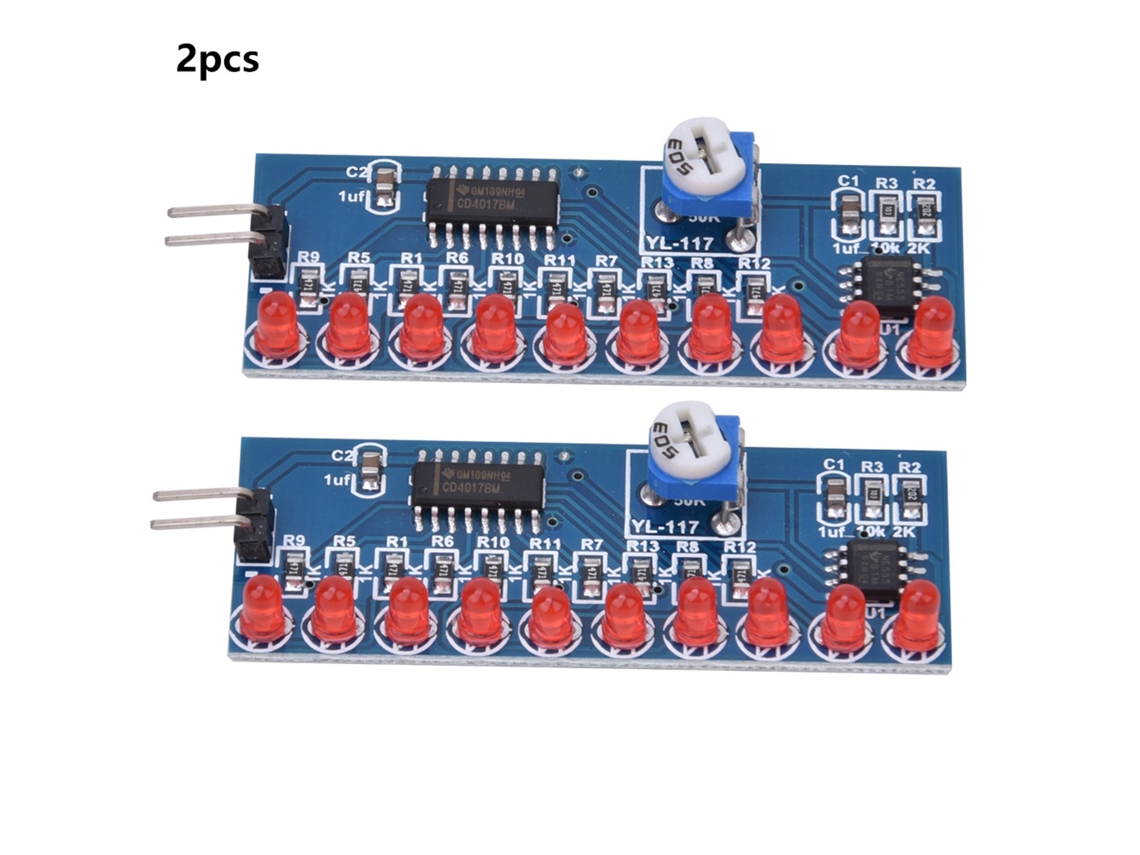 Kit Diy Módulo De Luz Led Chaser Fluyente Con Ne555+cd4017 Circuito Electrónico 2 Piezas