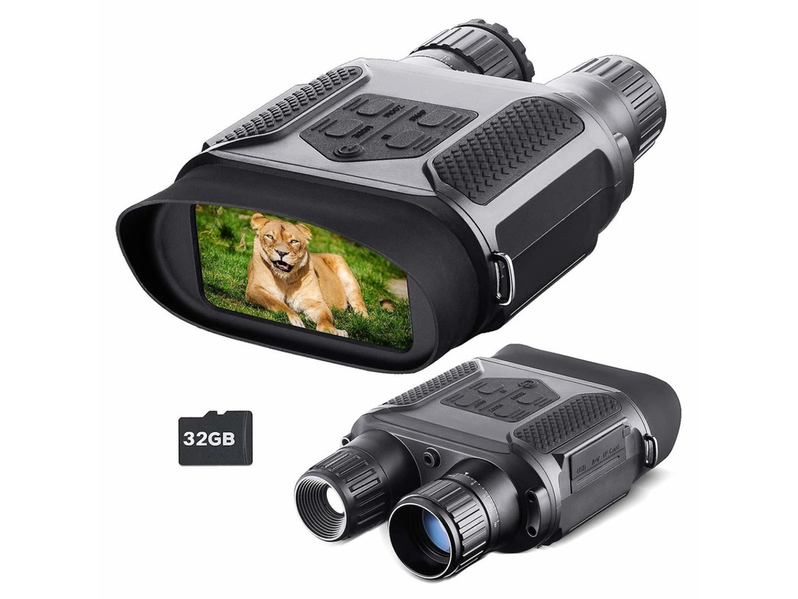 Binoculares de visión nocturna de 32 GB, 7 aumentos, HD, IR, 400 m, cámara para caza, camping, aventura, color negro, Bestvite
