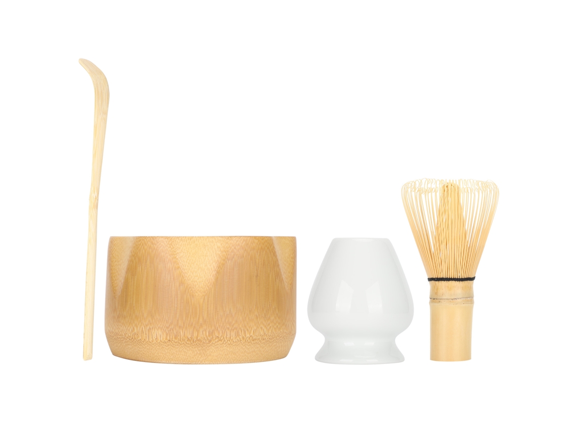 Set Herramientas Para Hacer Matcha: Batidor De Té Bambú, Cuchara, Taza Y Soporte Cerámico