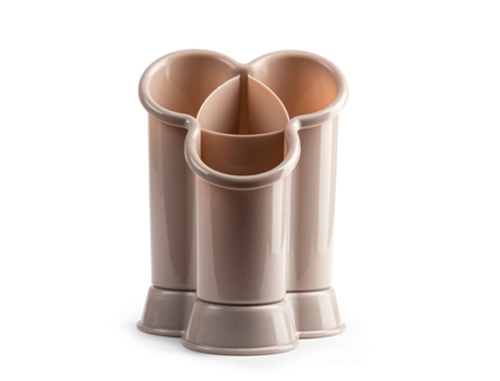 PLASTIC FORTE Escurre Cubiertos de Cocina Trébol Con Base Incorporada Marrón
