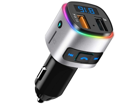 Bluetooth 5.0 Transmisor de coche Transmisor de radio de coche Manos libres Kit de coche Reproductor de MP3 QC3.0 Cargador de coche (Negro)