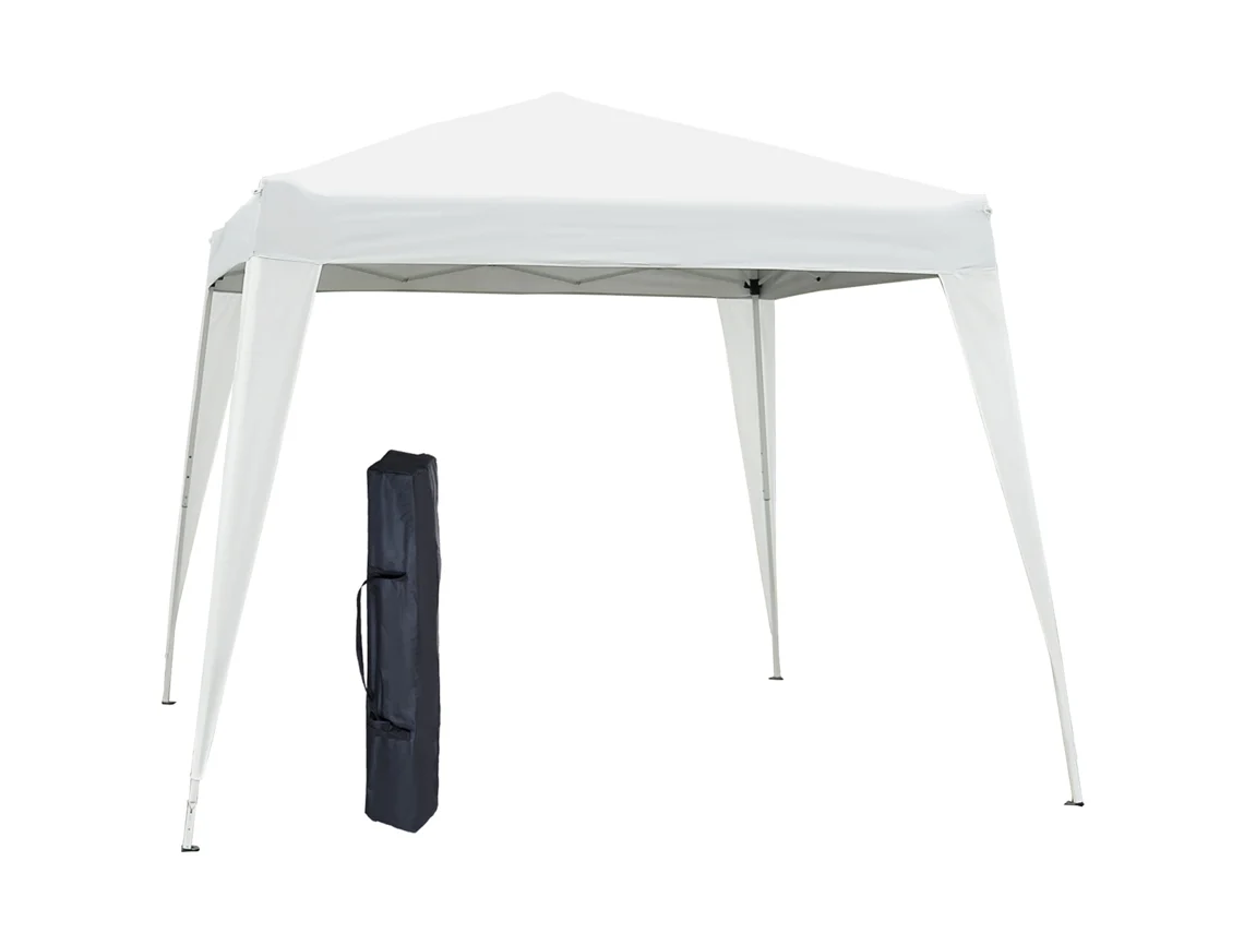 Carpa Plegable 2,4x2,4m Cenador De Jardín Impermeable Diseño Pop Up De Acero Y Cubierta De Tela Oxford Gazebo Para Exterior Blanco