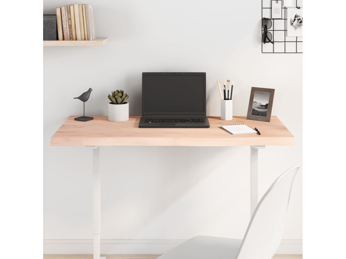 Tablero De Mesa | Superficie De Mesa | Tablero De Escritorio Madera Maciza Roble Sin Tratar 100x50x(2-4) Cm Wsd23442