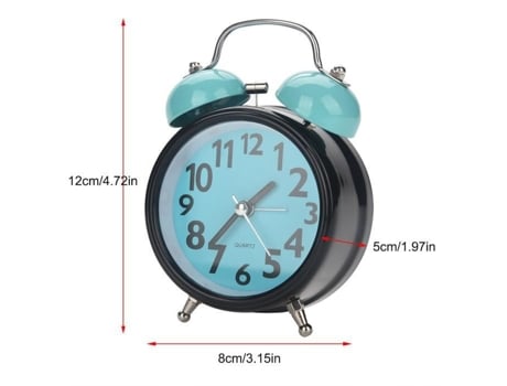 HURRISE Despertador Alto Ultra Silencioso Doble Campana Reloj Mecánico de Cuarzo Reloj Nocturno de Lino Azul