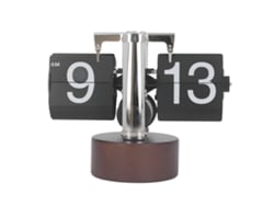 Reloj De Mesa Digital Mecánico Con Paginación Automática, Tablero De Madera, Base Negra, 12 Horas.