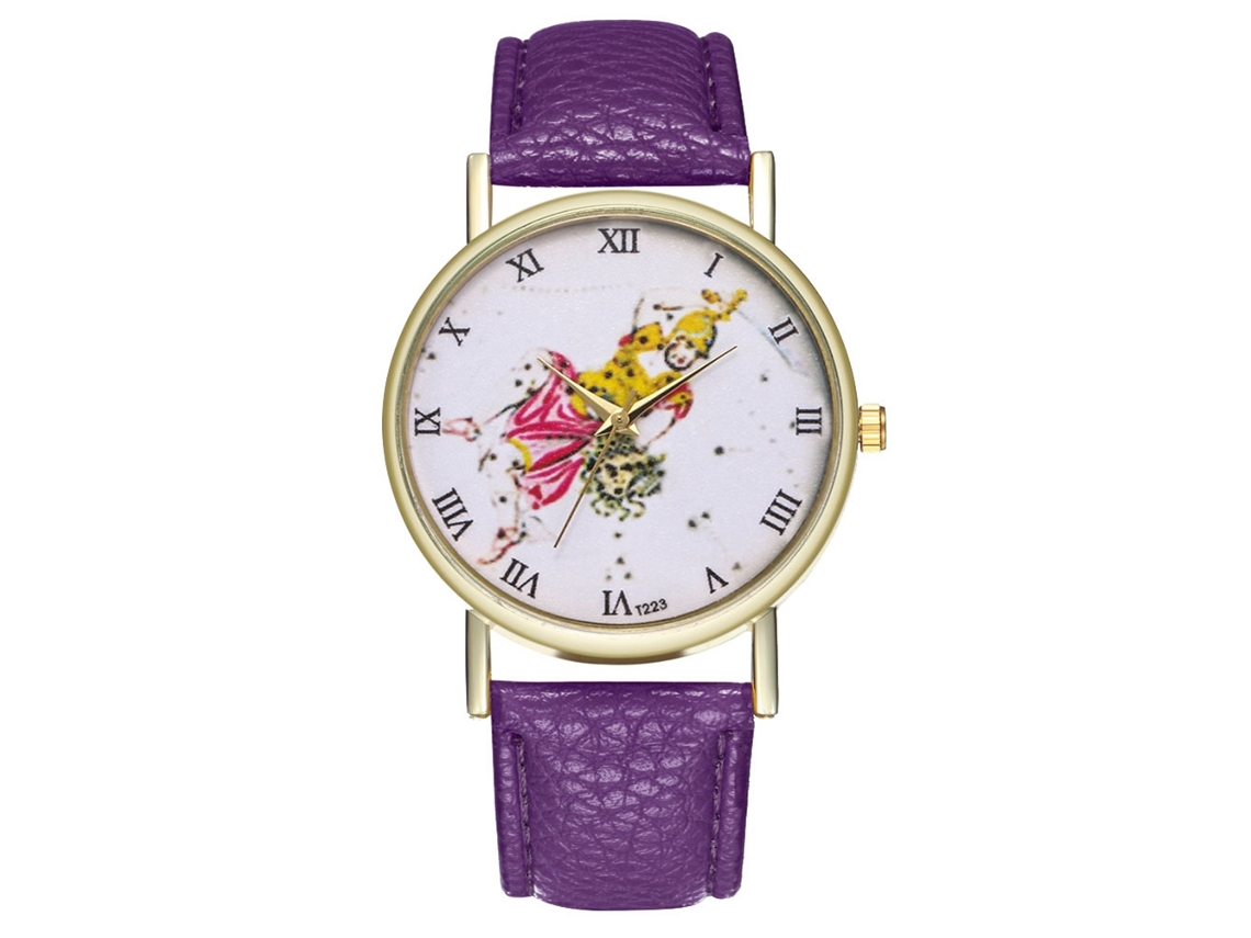 Reloj De Pulsera Casual Ajustable De Cuarzo Para Mujer, De Piel Sintética, Ideal Para Diferentes Ocasiones - Morado