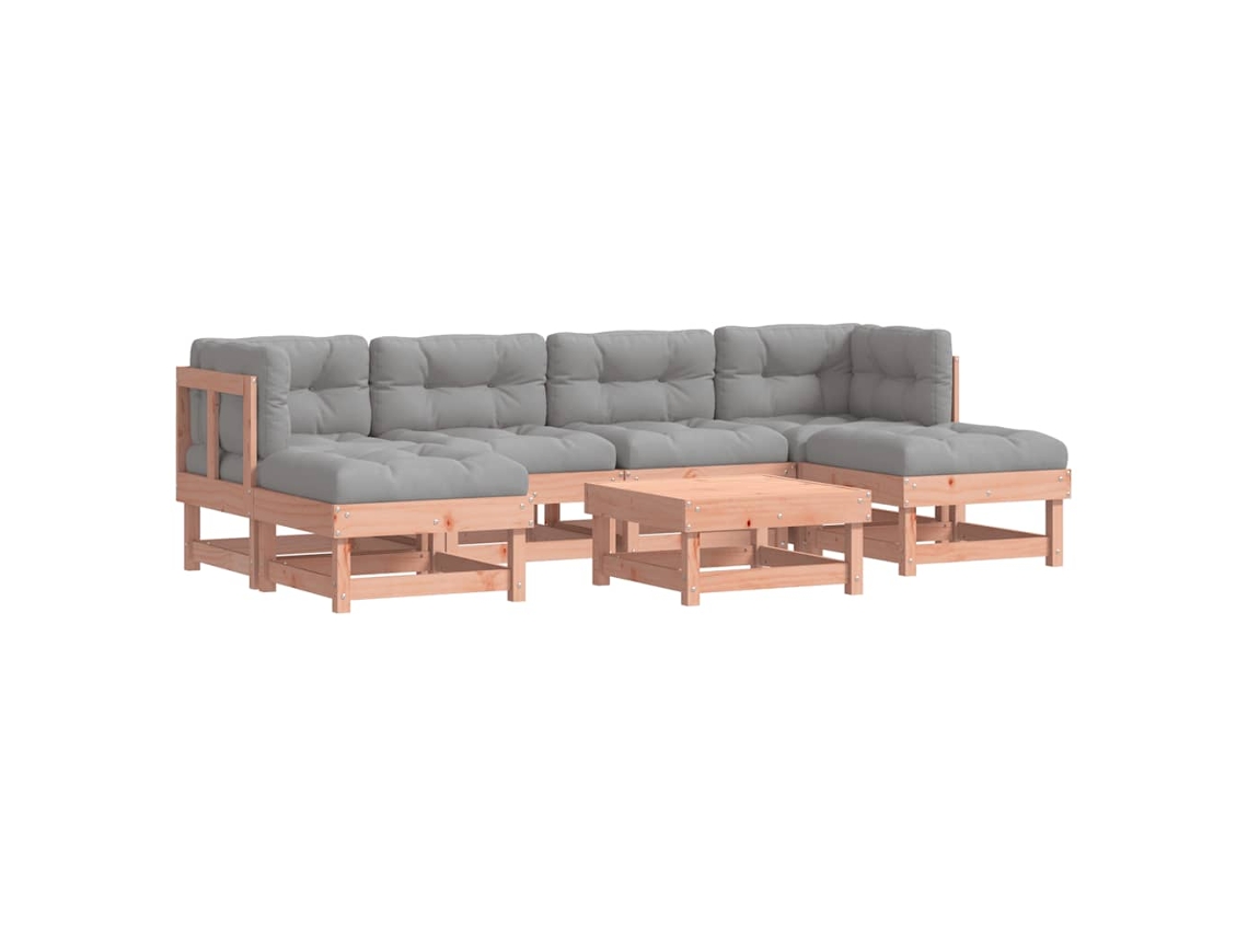 Maison Exclusive - Juego De Muebles Jardín 7 Pzas Y Cojines Madera Abeto Douglas