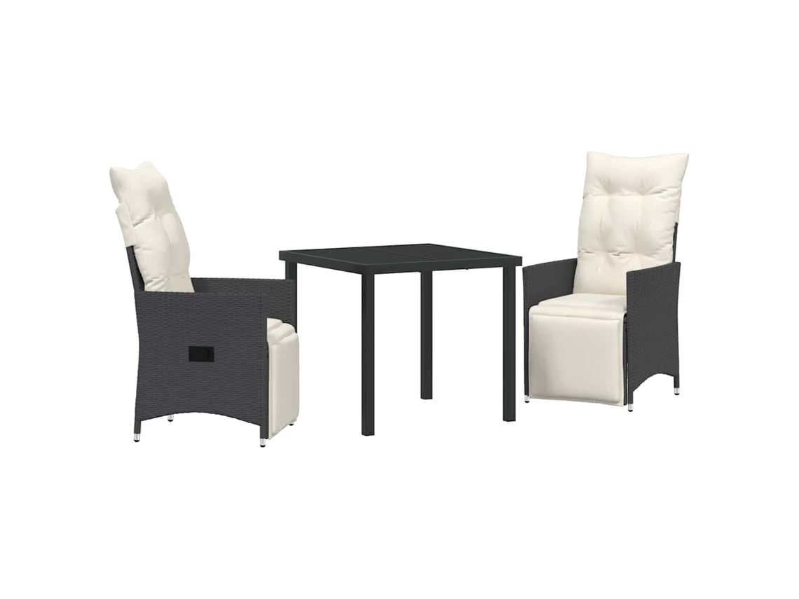 Maison Exclusive - Conjunto De Jantar Para Jardim Com Almofada 3 Pcs Preto Vime Pe