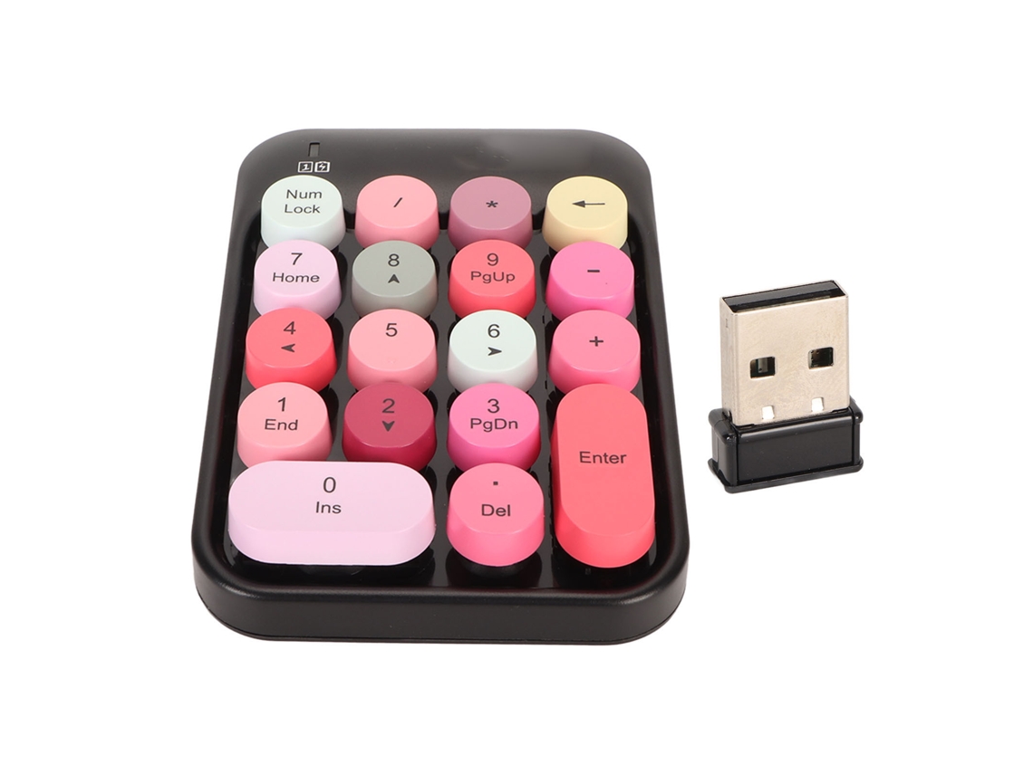 Teclado numérico inalámbrico de 2,4 GHz, 18 teclas, bajo nivel de ruido, mini, para ordenador portátil.