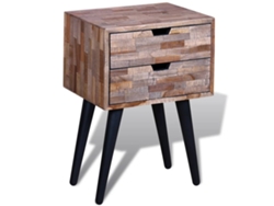 Mesita de Noche con 2 Cajones Madera Reciclada Maciza