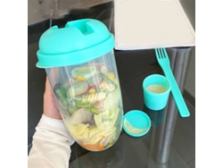 Vaso Para Ensalada Con Tenedor Y Tapa, 1000 Ml, Recipiente Transparente Para Ensalada De Frutas Y Verduras.