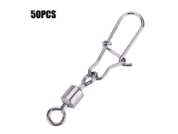 Conector Giratorio Con Rodamiento Para Pesca, Acero Inoxidable, 50 Unidades, Tamaños 2, 4, 5, 6, 8, De Cierre Rápido.